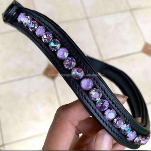 Marrón de cuero para caballo, cristal multicolor, hecho en cuero genuino con botón a presión para cierre de bucle - Product Image 6