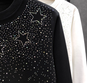 เสื้อสเวตเชิ้ตคอกลมสีดำแบบยูนิเซ็กซ์ พิมพ์ลายดาวประดับเพชร ทรงปกติ ผ้าถัก ใส่สบายในฤดูหนาว ระบายอากาศได้ดี เป็นมิตรกับสิ่งแวดล้อม - Product Image 2