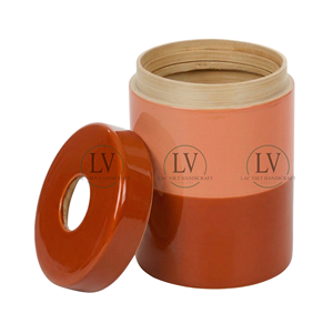 Unique Design Spun Bamboo Waste <b>Bin</b> With <b>Lid</b>, Office Desktop Paper <b>Bin</b>, Small Bamboo Trash <b>Bin</b> Mixed Glossy Paint From Vietnam - Product Image 1