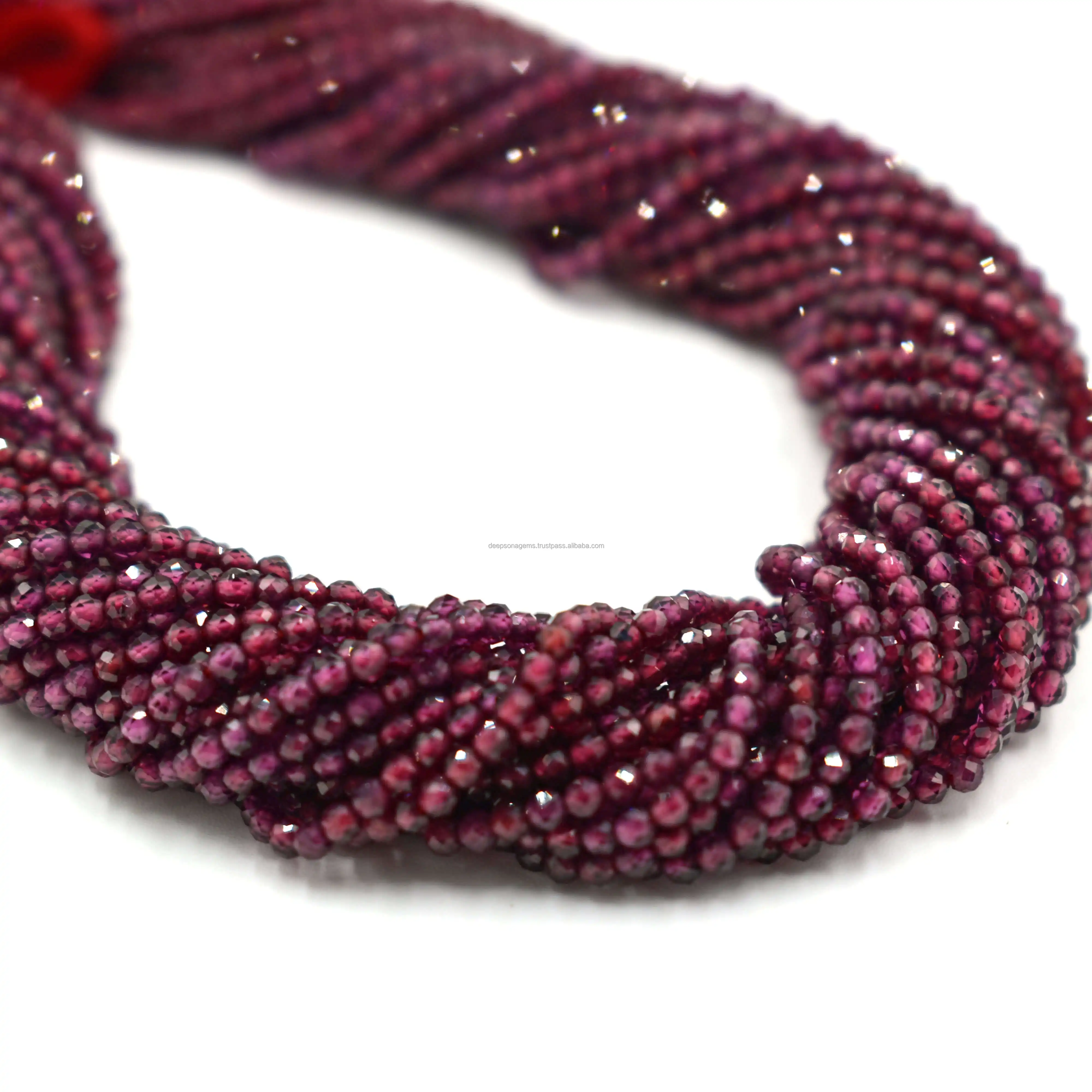자연적인 2 mm 돌 구슬, DIY 목걸이를 위한 분홍색 석류석 면 처리 된 둥근 원석 물가, 고품질 원석 구슬