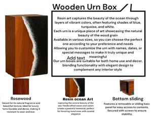 Urna funeraria de madera hecha a mano con resina negra, diseño de olas oceánicas, caja de recuerdo costera para cenizas humanas, tamaño mediano 9x5.5 pulgadas. - Product Image 5
