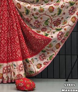 Nouveau tissu en lin doux, imprimé numérique motif patola, avec imprimé floral et bordure zari patti - Product Image 4