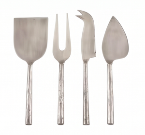 Stainless Steel <b>Cheese</b> <b>Knife</b> <b>Set</b> With Hammered Handles Four Piece Serving Tools For Kitchen Use Tableware And Dining Use - Product Image 1