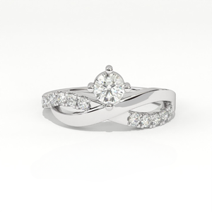 Anillo de Compromiso Aarinya con Diamante Cultivado en Laboratorio, Chapado en Oro de 14K, Certificado IGI, Corte Brillante, Engaste Pavé, Diseño Infinito de Lujo - Product Image 3