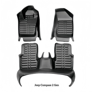 Tapetes de Piso de Goma/PVC/Plástico Premium para Todo Clima, Impermeables y Antideslizantes, Protector <span class=keywords><strong>Interior</strong></span> para Jeep <span class=keywords><strong>Compass</strong></span> 2.ª Generación, Certificación ISO - Product Image 1