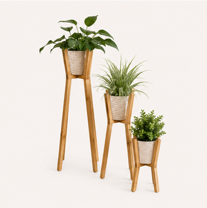 Ensemble de 3 supports pour plantes, porte-pots de fleurs modernes pour l'intérieur, support pour plantes en bois écologique pour la décoration du salon et du balcon - Product Image 3