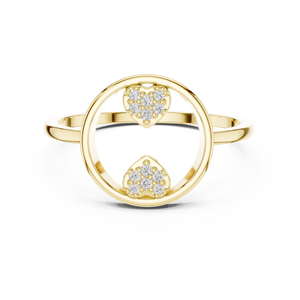 Anillo minimalista con flor de forma redonda y diamante de corte redondo para mujer, banda de oro macizo de 14k, ideal para regalo, compromiso, aniversario, boda. - Product Image 1