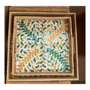 99 GOLD DATA Catarina Model Modern Floral Pattern Serving Tray Brushed Finish Dishwasher <b>Microwave</b> Safe Handles Residential - Product Image 4