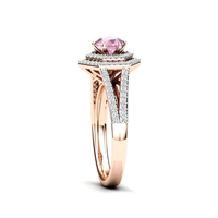Bague solitaire en argent sterling 925 plaqué or rose avec grenat, bijoux de luxe personnalisés, délicats, unisexes, de haute qualité, meilleur cadeau de Noël
