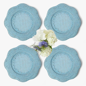 Beautiful light blue charger plates serving plate chargers rattan dining table mat <b>trivets</b> - Product Image 2