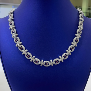 Collar de Plata 925 con Acabado de Diamantes Moissanite, Joyería Elegante para Novias, para Mujer - Product Image 1