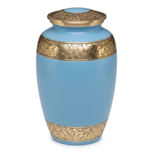 Urnes funéraires pour adultes en laiton violet durable, bandes décoratives dorées, finition colorée, capacité de 200 pouces cubes, design personnalisable - Product Image 2