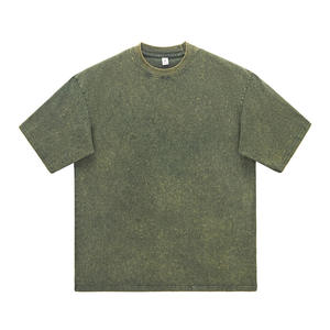 Camiseta de cuello redondo a precio de fábrica, con logo personalizado, estilo vintage, lavado ácido, camiseta extragrande, sudadera de lujo para hombre - Product Image 3