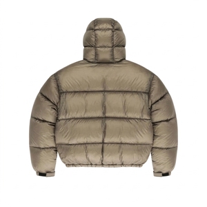 Veste d'hiver matelassée à capuche pour homme, coupe-vent, rembourrée de duvet, marron kaki, zippée, coupe ample, courte, chaude - Product Image 2