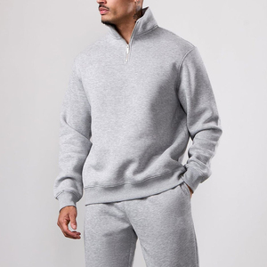 Sudadera con media cremallera para hombre, sin capucha, de color liso, oversize, con logotipo personalizado, al por mayor - Product Image 1