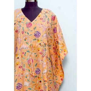Soft Pure Cotton Kaftan Floral Block Print Caftan Long Kaftan <b>Dress</b> For to be Moms Beach Cover up Sleepwear Comfy Daily Wear - Product Image 2