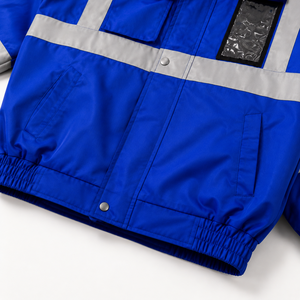 OEM Worker Safety Jacket Reflective <b>Tape</b> Hood Chest Cargo Pockets <b>Clear</b> ID Holder Elastic Cuffs Durable Workwear Uniform - Product Image 5