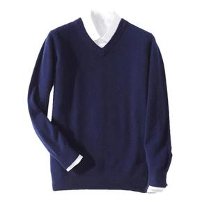 Pull en cachemire pour homme, respirant, chaud pour l'automne et l'hiver, col en V classique, doublure en coton, tissu 300g - Product Image 3