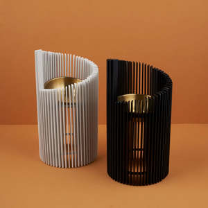 Modern Vertical Slat <b>Incense</b> Burner Set with Inner Brass Cup Decorative <b>Oud</b> Bakhoor Burner for Home Hotel Use set of 2 - Product Image 1