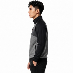 <b>Men</b> Sports <b>Track</b> <b>Jacket</b> Quick Dry Polyester Material Breathable Construction Stand Collar Elastic Hem Lightweight Athletic Outer - Product Image 3