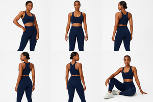 Conjunto de Yoga de 2 Piezas sin Costuras para Mujer, Calidad Premium, Color Azul Marino, Leggings Transpirables de Cintura Alta y Sujetador Deportivo para Gimnasio y Fitness - Product Image 6