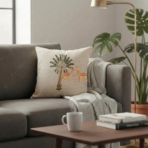 High Quality Handmade Block Printed Palm Tree Printed Cotton Cushion Cover For Home And Living Room - Product Image 4