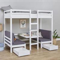Lits modernes blancs pour enfants Meubles en bois massif Lits superposés pour enfants avec module lounge et dessus de table réglable pour villa appartement