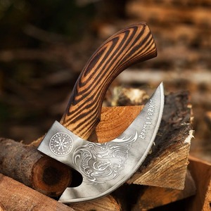 Forged steel survival <b>axe</b> Viking style tomahawk Wood <b>handle</b> hatchet Engraved dragon design <b>axe</b> - Product Image 3