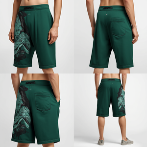 Pantalones Cortos Bermuda para Hombre con Estampado de Calavera Verde, Cintura Media, con Bolsillos, Transpirables, de Algodón - Product Image 5