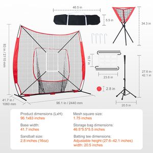 Rete Portatile 7x7 piedi per Allenamento di Baseball e Softball: Ideale per Battuta, Presa, Lancio e Protezione Posteriore - Attrezzatura per Softball - Product Image 3