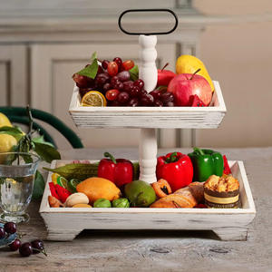 Plateau en bois moderne à 2 niveaux pour les cupcakes Présentoir de fruits Offre Spéciale décor de ferme pour la cuisine, la chambre à coucher et la cuisine - Product Image 2