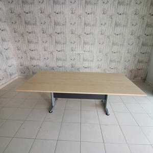 Rectangular Wood Veneer Conference <b>Table</b> Metal Legs Minimalist Design <b>Office</b> Furniture for Commercial Use - Product Image 3