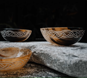 Cuenco de cuerno hecho a mano, cuenco para servir ensalada, fabricante al por mayor, nuevo diseño, cuenco para servir ensalada de cuerno de búfalo terminado a mano de La India - Product Image 4