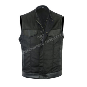 Chaleco de Motociclista Casual Transpirable de Pana y Cuero para Hombre, Chaquetas de Cuero Personalizadas - Product Image 3