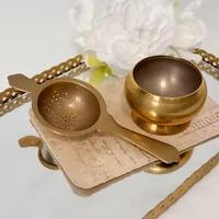 Colador de té de latón con diseño de malla fina, colador de té redondo de latón para decoración de cocina, colador de té de latón hecho a mano