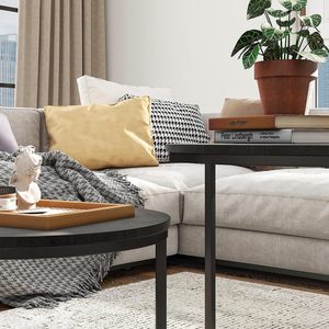 Ensemble de 2 tables basses rondes industrielles pour salon, chambre, bureau, tables d'appoint empilables - Product Image 3