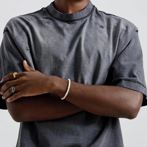 T-shirt vierge épais oversize effet vieilli personnalisé pour hommes, vente en gros, prix de gros - Product Image 5
