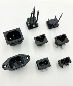 Screw Mount 3 Pins IEC320 C14 Inlet Power Plug Socket AC 250V 10A Black