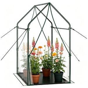 Mini Serra Portatile Resistente al Vento con Telaio in Metallo 137 x 91 x 170 cm, Base in PE, Telo Trasparente in PVC per Coltivazione Indoor - Product Image 1