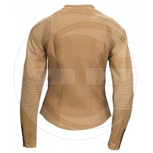 Femmes Lumière Tan Vintage Moto De Mode Veste En Cuir - Product Image 2