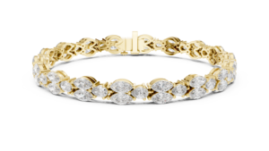 Exclusivo Conjunto de Pulsera de Tenis de Lujo con Diamantes Cultivados en Laboratorio de Corte Marquesa y Pera, Chapado en Rodio, Oro Rosa de 18K, para Uso en Oficina y Compromiso, para Mujer - Product Image 6