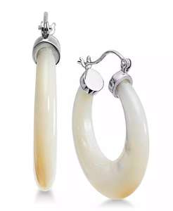 Orecchini a cerchio in madreperla in argento Sterling | Macacy's - Product Image 1