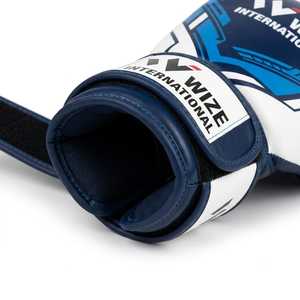 WIZE INTERNATIONAL <b>Boxing</b> <b>Gloves</b> Leather Velcro Closure Blue <b>White</b> Design Breathable for Adults <b>Boxing</b> <b>Gloves</b> - Product Image 5