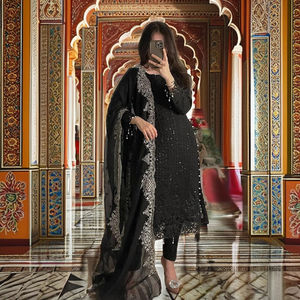 Nueva RADHE EXPORT Designer Lunching Party Wear Ropa India pakistaní BATONES Fancy Duppata Trabajo de bordado pesado Faux Gota Work - Product Image 1