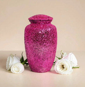 Red Glitter Aluminum Cremation Urn <b>Keepsake</b> Ashes <b>Memorial</b> Vase Custom Shape Funeral Decoration - Product Image 3