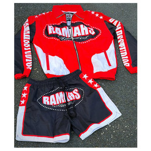 Conjunto Deportivo RANIAHS para Hombre, Chaqueta y Pantalones Cortos con Bloques de Color, Secado Rápido, Poliéster, Traje de Verano, Cuello Camisero - Product Image 3