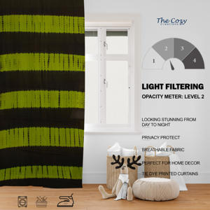 Cortina con Estampado Tie Dye Colorido, Cortina de Algodón Suave Estilo Boho para Ventana, para Hogar, Resort, Cafetería, Dormitorio, Fabricante Mayorista de India - Product Image 6