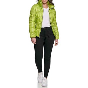 Women's Hooded Quilted <b>Jacket</b> Solid Blue Full Sleeve Zipper Closure Polyester Wadding Autumn Wear - Product Image 4