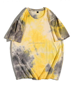Vente en gros nouveauté streetwear gym entraînement chenille patchs tie dye goutte épaule 100% coton tie dye chemises pour hommes - Product Image 6