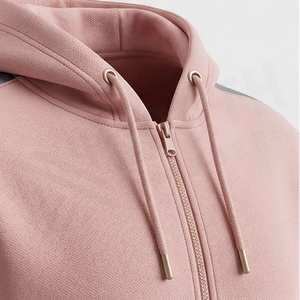 Unisex <b>Pink</b> Color Blocking <b>Tracksuit</b> Hooded Zipper Full Sleeve Casual Sportswear Adult Autumn Wear - Product Image 4